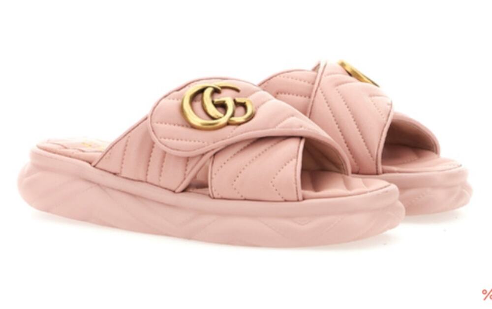 Gucci GG Marmont Double G Quilted Platform Slide Sandal Perfect Pink 38.5